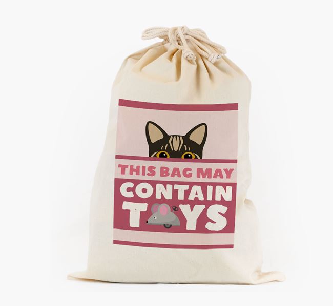 'May Contain Toys' - Personalised Toy Sack with Bengal Icon