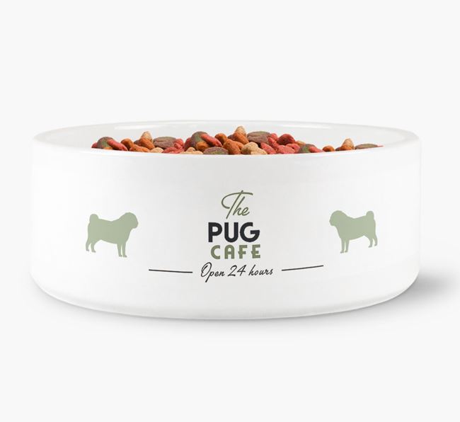 'The Pug Cafe' - Personalised Dog Bowl for your Pug
