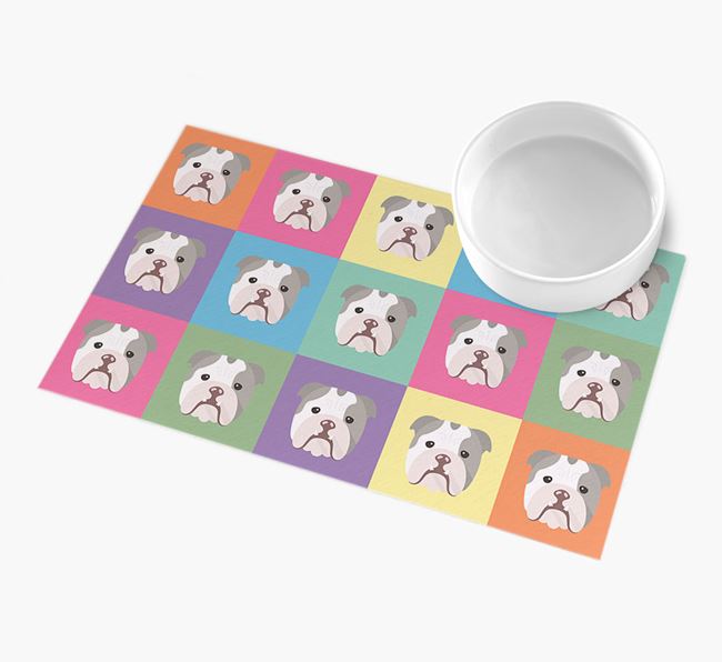 Personalied Icon Pattern- Personalised English Bulldog Feeding Mat