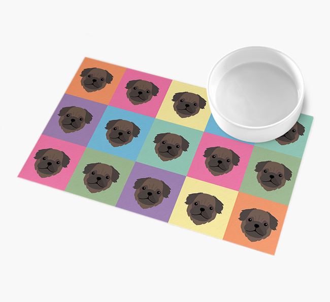 Personalied Icon Pattern- Personalised Pug Feeding Mat