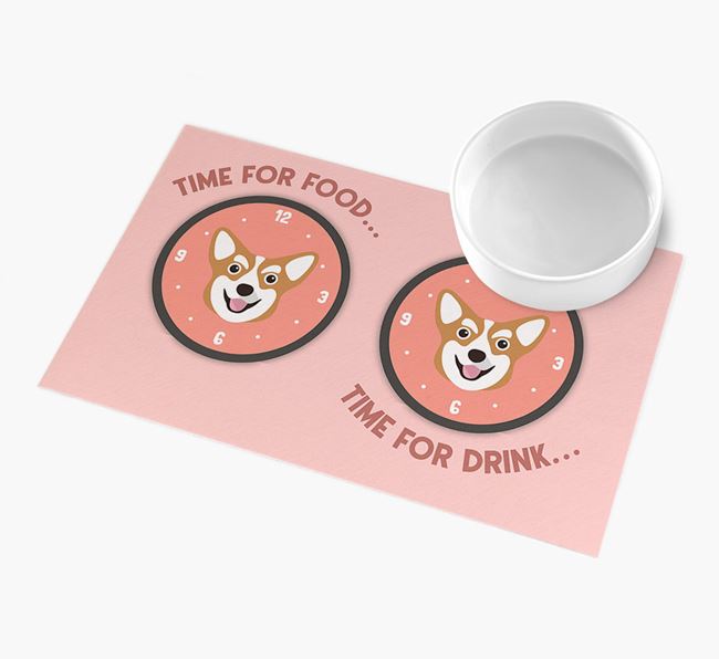 'Time For...' - Personalised Corgi Feeing Mat
