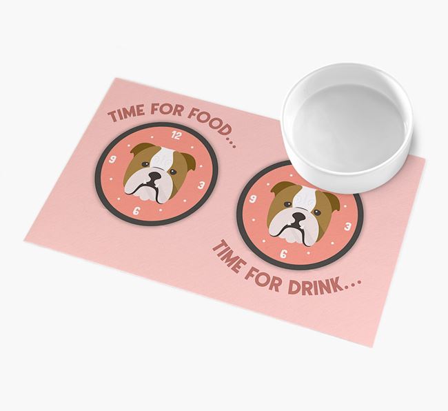'Time For...' - Personalised English Bulldog Feeing Mat