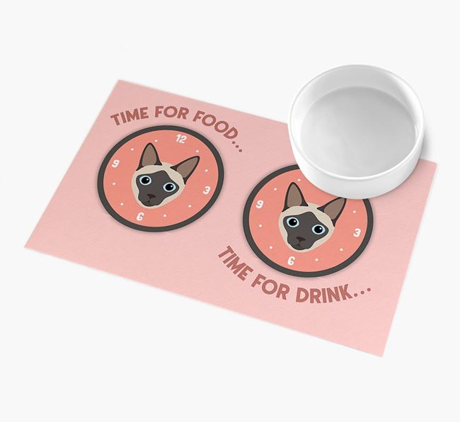 'Time For...' - Personalised Siamese Feeing Mat