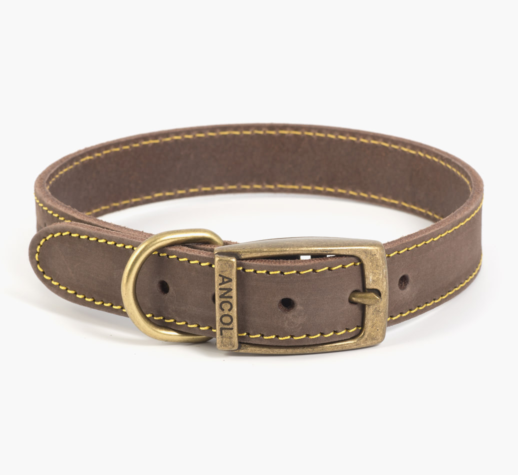 {colour} Timberwolf Leather Dog Collar