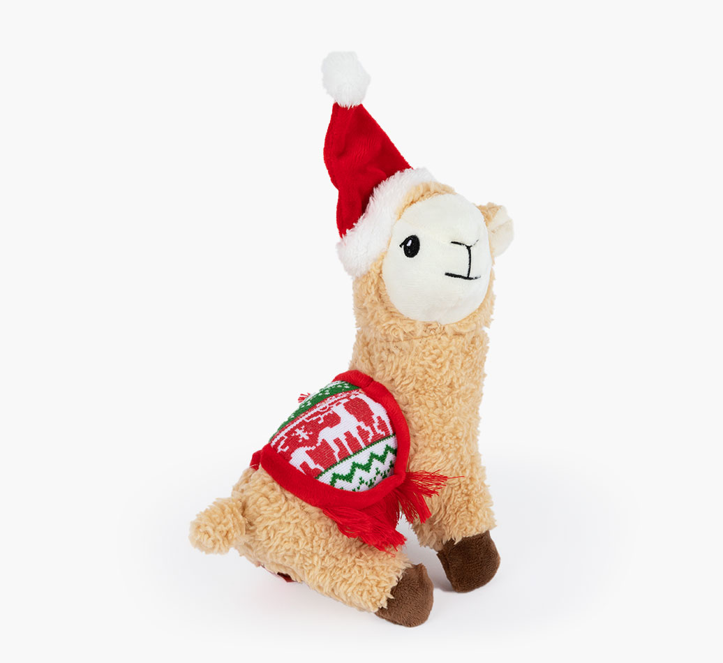 Festive Llama Dog Dog Toy - front view