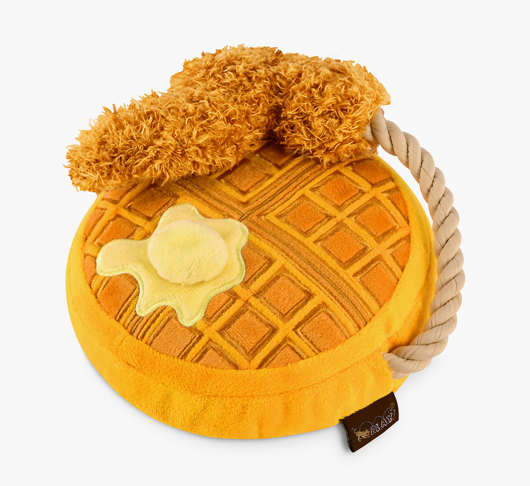 Barking Brunch Chicken & Waffles Flat-Coated Retriever Plush Toy - front view