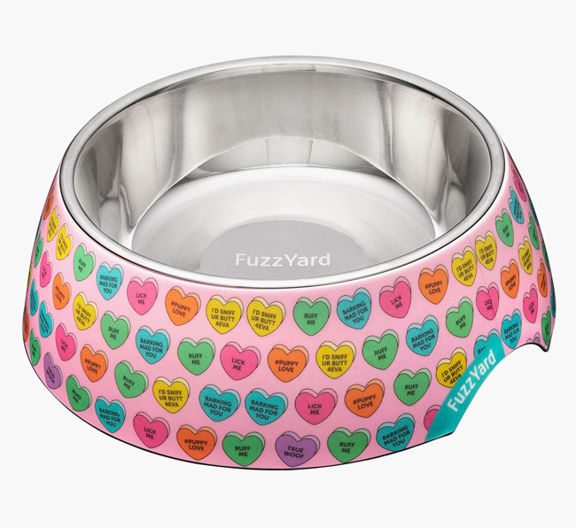 Candy Hearts Easy Feeder: Curly Coated Retriever Bowl