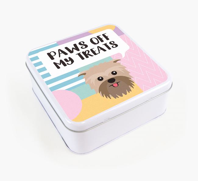 'Paws Off' Square Tin for Affenpinscher's Treats