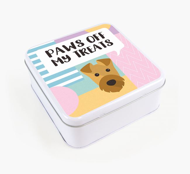 'Paws Off' Square Tin for Airedale Terrier's Treats