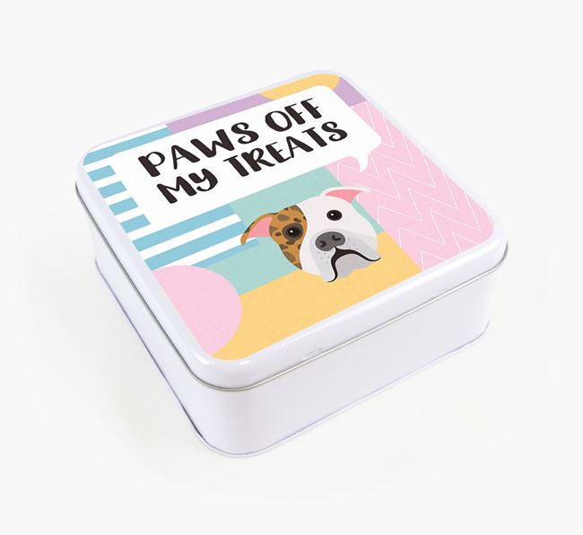 'Paws Off' Square Tin for American Bulldog's Treats