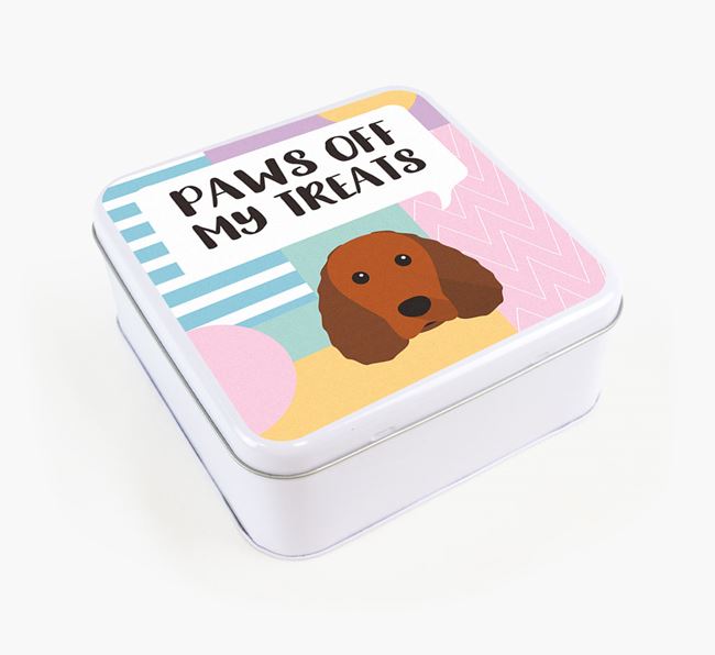 'Paws Off' Square Tin for American Water Spaniel's Treats