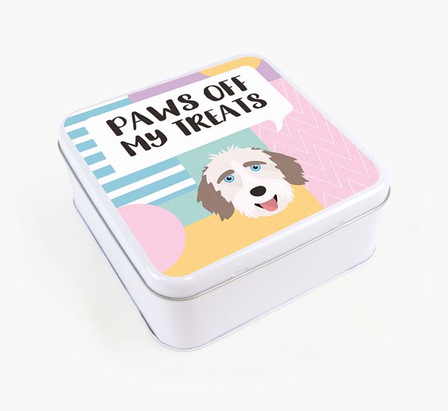 'Paws Off' Square Tin for Aussiedoodle's Treats