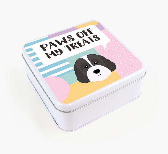 'Paws Off' Square Tin for Australian Labradoodle's Treats
