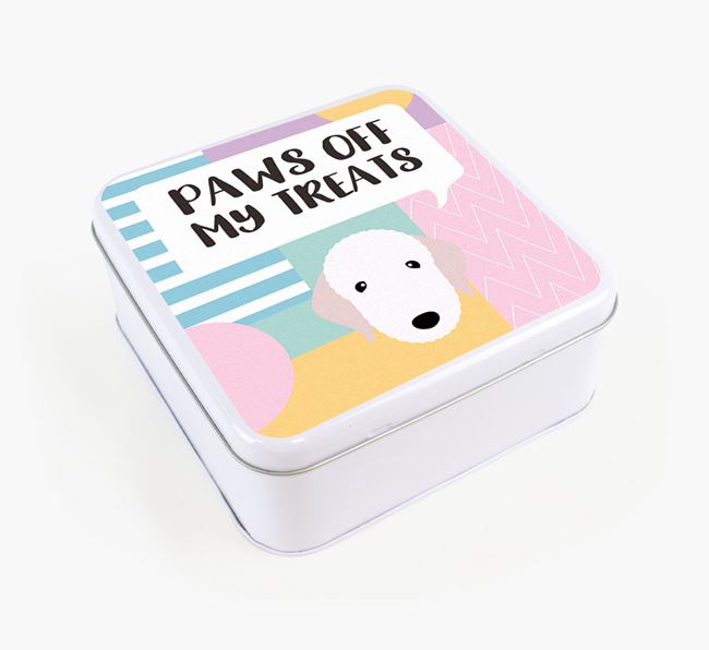 'Paws Off' Square Tin for Bedlington Terrier's Treats