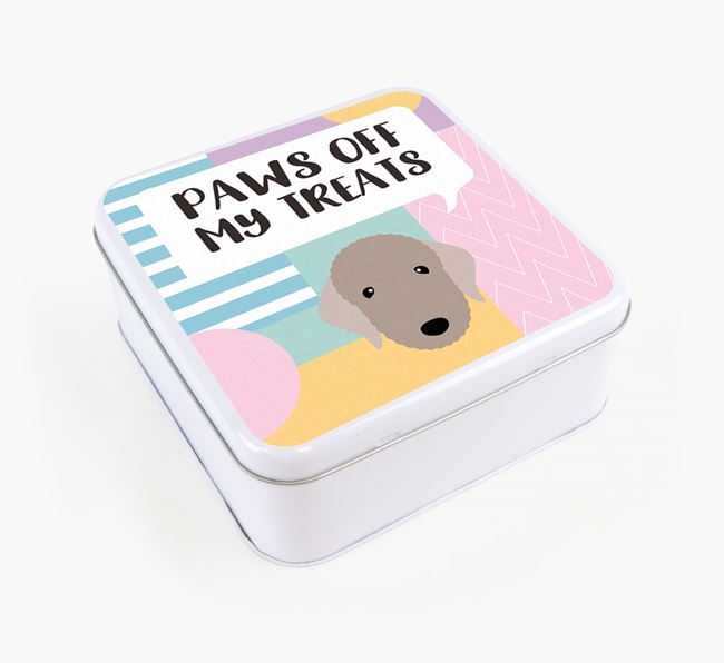 'Paws Off' Square Tin for Bedlington Terrier's Treats