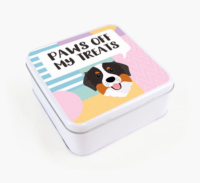 'Paws Off' Square Tin for Bernese Mountain Dog's Treats