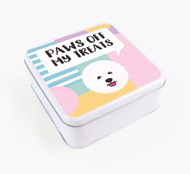 'Paws Off' Square Tin for Bichon Frise's Treats