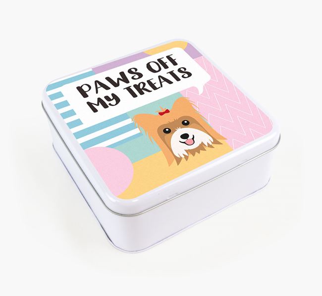 'Paws Off' Square Tin for Biewer Terrier's Treats