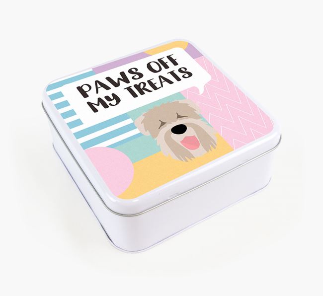 'Paws Off' Square Tin for Black Russian Terrier's Treats