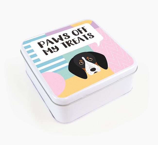 'Paws Off' Square Tin for Bluetick Coonhound's Treats