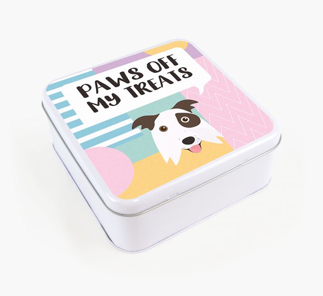 'Paws Off' Square Tin for Border Collie's Treats