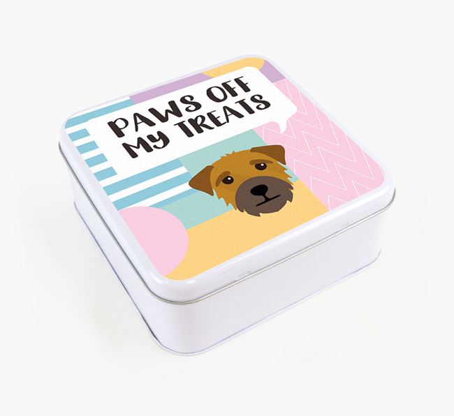 'Paws Off' Square Tin for Border Terrier's Treats