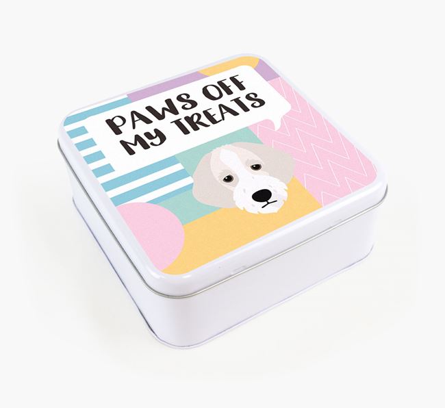 'Paws Off' Square Tin for Bordoodle's Treats