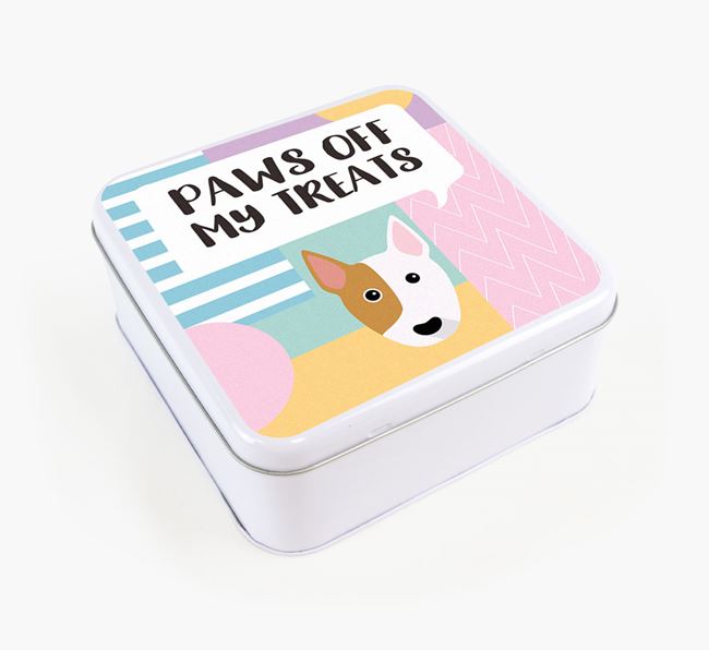 'Paws Off' Square Tin for Bull Terrier's Treats