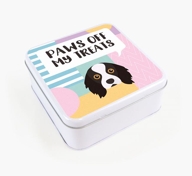 'Paws Off' Square Tin for Cavalier King Charles Spaniel's Treats