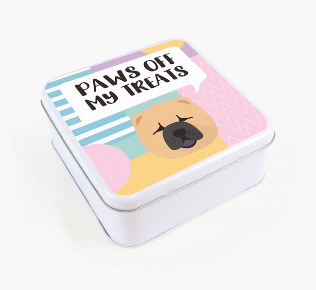 'Paws Off' Square Tin for Chow Chow's Treats
