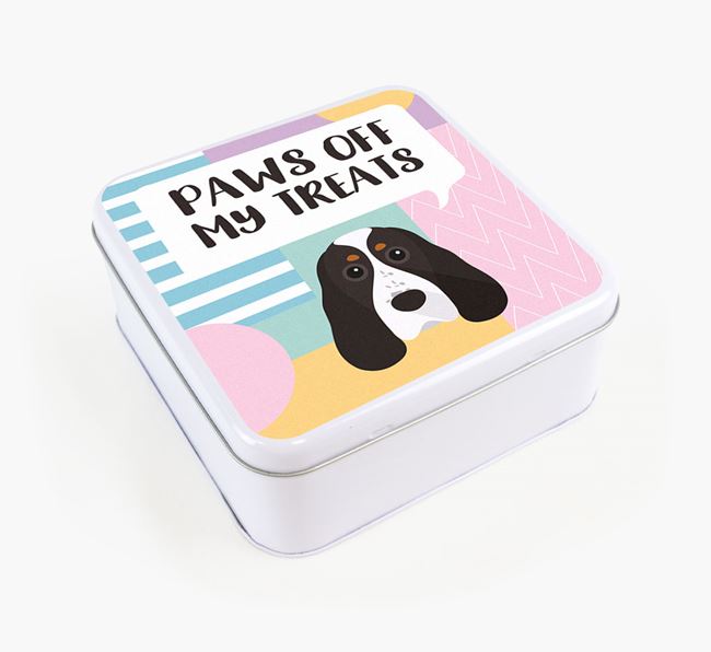 'Paws Off' Square Tin for Cocker Spaniel's Treats
