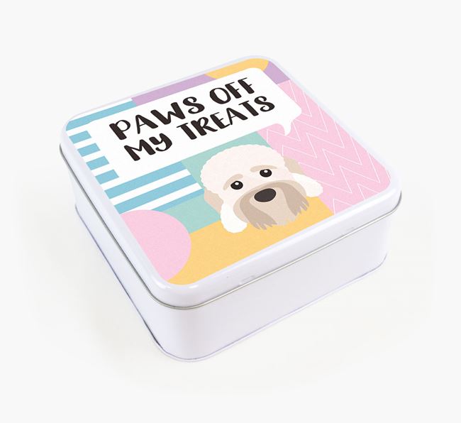 'Paws Off' Square Tin for Dandie Dinmont Terrier's Treats