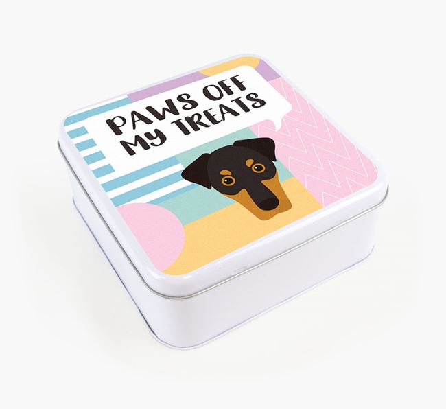 'Paws Off' Square Tin for Dobermann's Treats