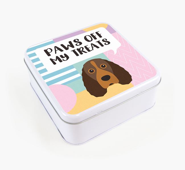 'Paws Off' Square Tin for Field Spaniel's Treats