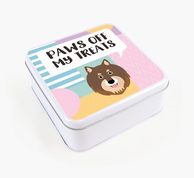 'Paws Off' Square Tin for Finnish Lapphund's Treats