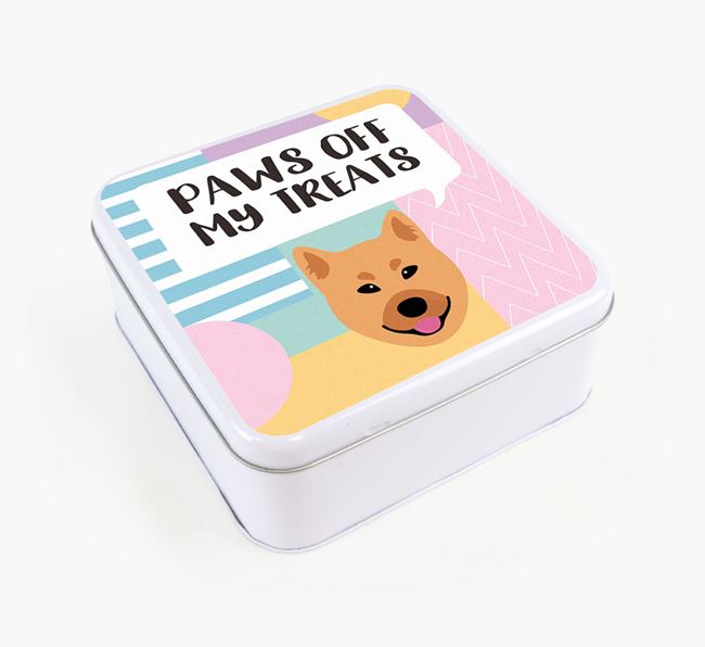 'Paws Off' Square Tin for Finnish Spitz's Treats