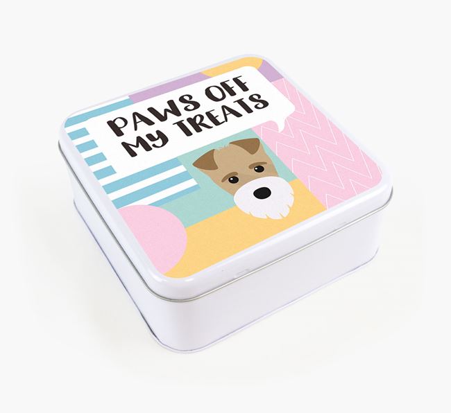 'Paws Off' Square Tin for Fox Terrier's Treats