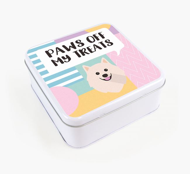 'Paws Off' Square Tin for German Spitz's Treats