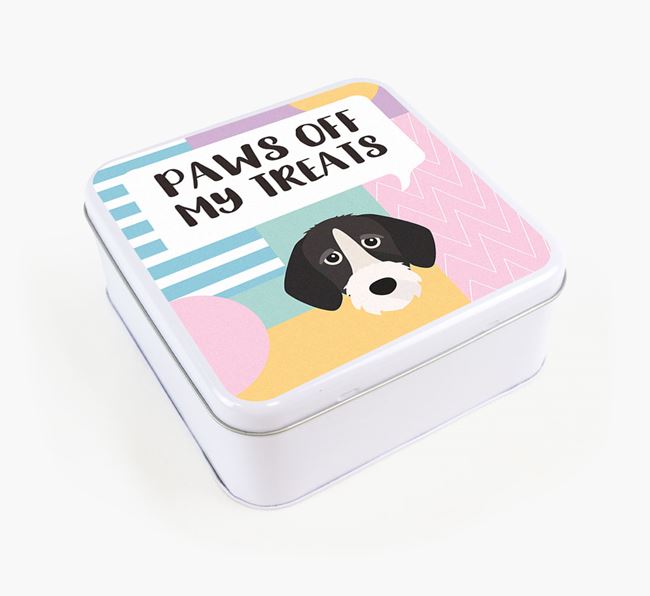 'Paws Off' Square Tin for German Wirehaired Pointer's Treats