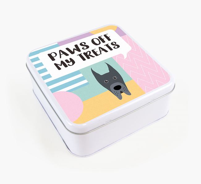 'Paws Off' Square Tin for Great Dane's Treats