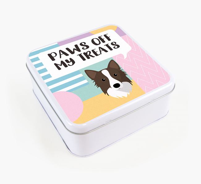 'Paws Off' Square Tin for Icelandic Sheepdog's Treats