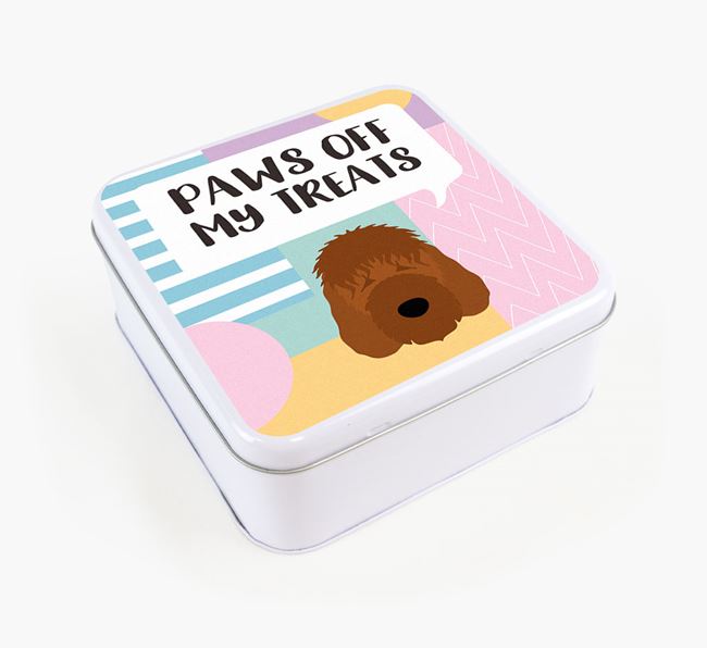 'Paws Off' Square Tin for Irish Doodle's Treats