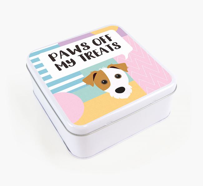 'Paws Off' Square Tin for Jack Russell Terrier's Treats
