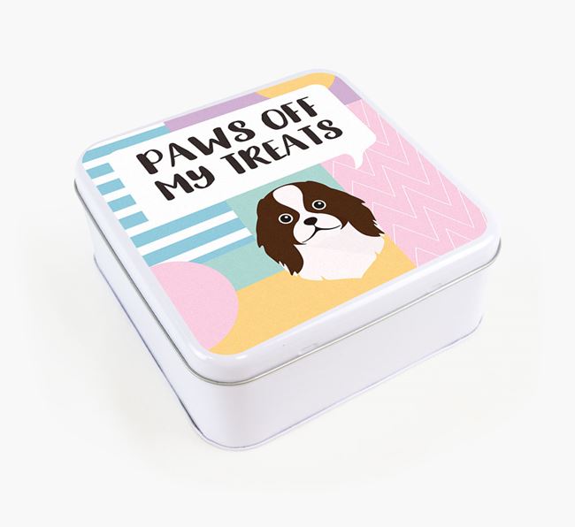 'Paws Off' Square Tin for Japanese Chin's Treats