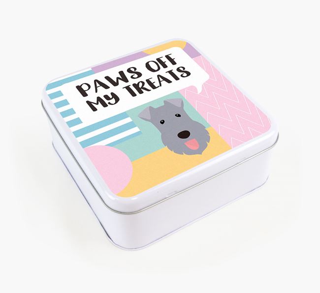 'Paws Off' Square Tin for Kerry Blue Terrier's Treats
