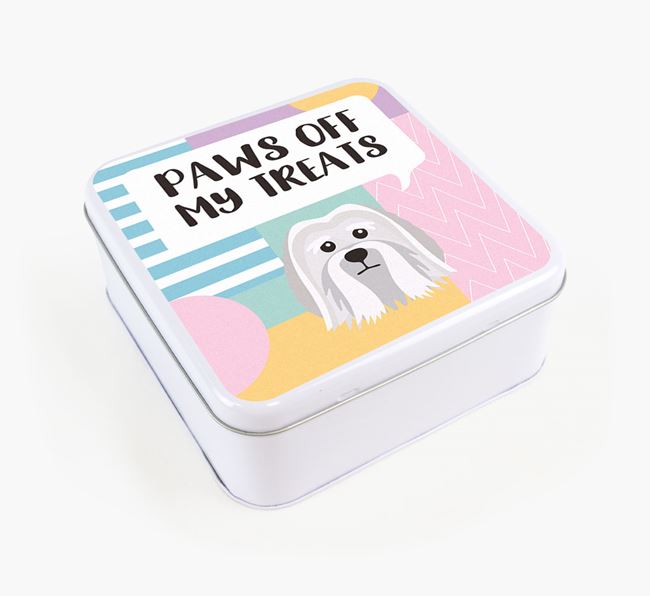 'Paws Off' Square Tin for Löwchen's Treats