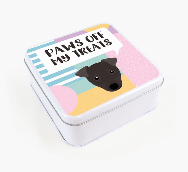 'Paws Off' Square Tin for Manchester Terrier's Treats