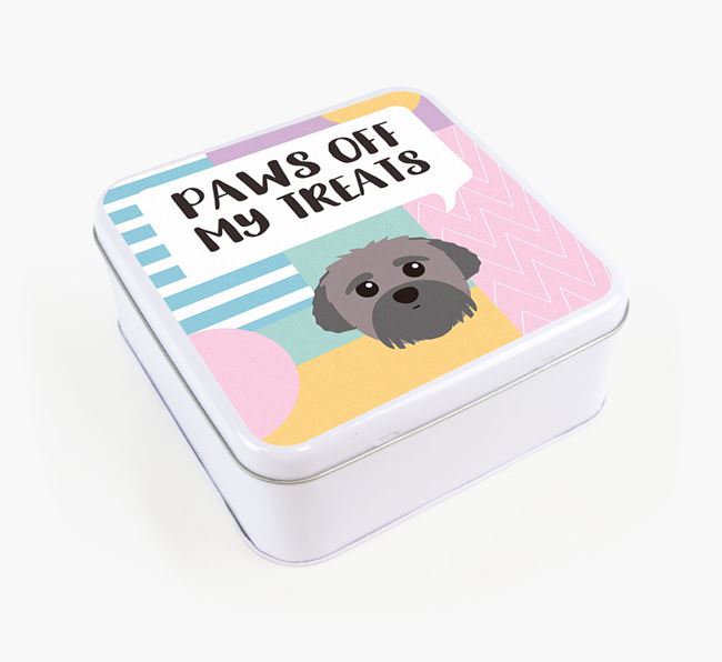 'Paws Off' Square Tin for Peek-a-poo's Treats