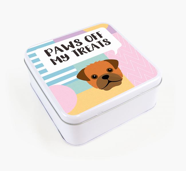 'Paws Off' Square Tin for Pugapoo's Treats