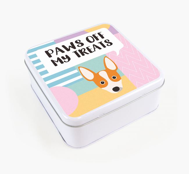 'Paws Off' Square Tin for Rat Terrier's Treats